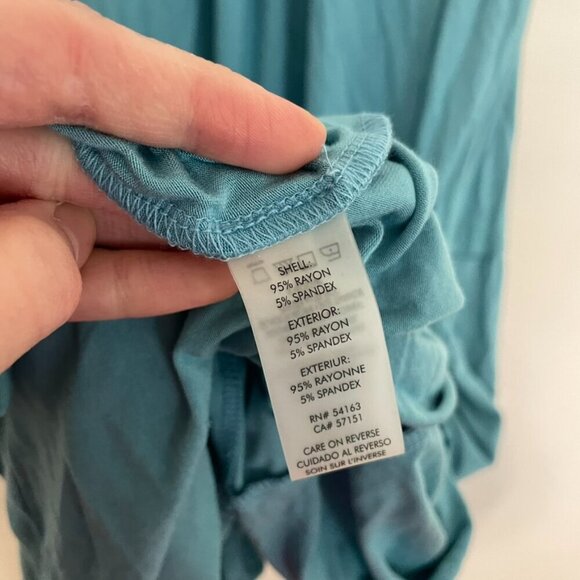 NEW NWT CALVIN KLEIN CK Sleeveless Tiered Dress Solid Aqua Blue Midi Sundress 6 - Picture 9 of 14